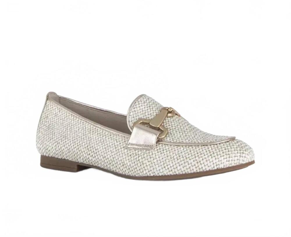 NEW GABOR women's metallic loafer in raffia/puder